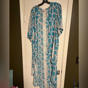 Turquoise snake printed duster by BuddyLove.